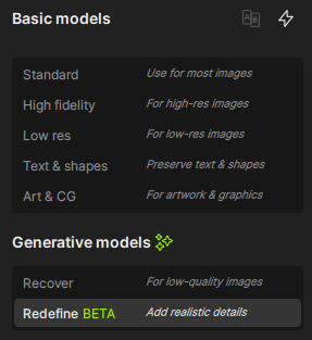 A list of Topaz Gigapixels AI Upscaling Models