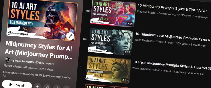 My Midjourney AI Art Styles Video Playlist