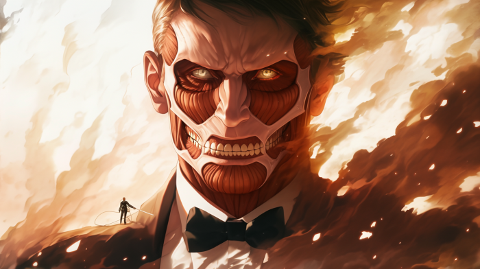 James Bond as a Titan from Attack on Titan