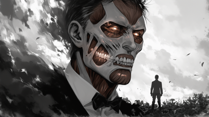 James Bond as a Titan from Attack on Titan