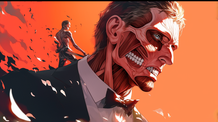 James Bond as a Titan from Attack on Titan