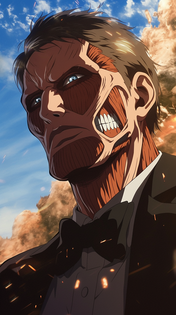 James Bond as a Titan from Attack on Titan